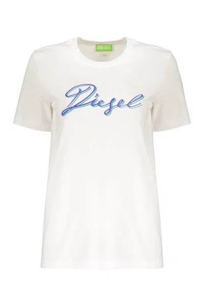 Diesel Elegant White T-shirt With Logo