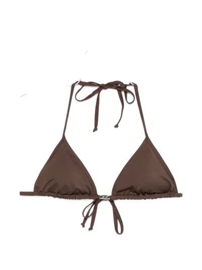 Diesel Elettra-dnm Tie-string Bikini Top In Brown