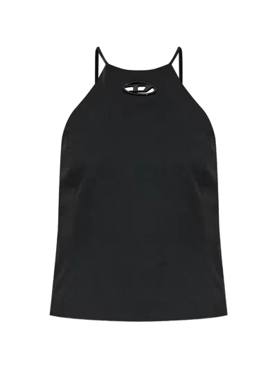 Diesel Neutrals D-elma Fitted Crisscross Back Tank Top In Black