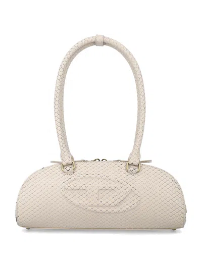 Diesel Elongated Dome Bowling Handbag - 32 Cm In Neutral