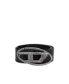 Diesel Embellished D-logo Buckle Belt In Black