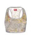 Diesel Embellished Denim De-detop-fse Crop-top In Gray