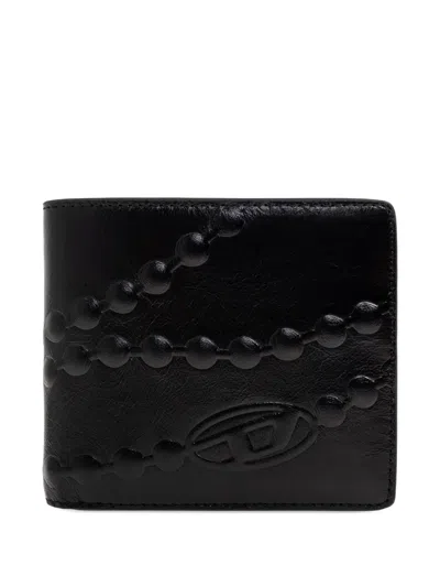 Diesel Embossed Bi-fold Wallet In Black