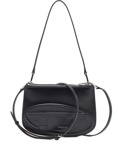 Diesel Embossed Black Leather Bag With Detachable Shoulder Strap In T8013