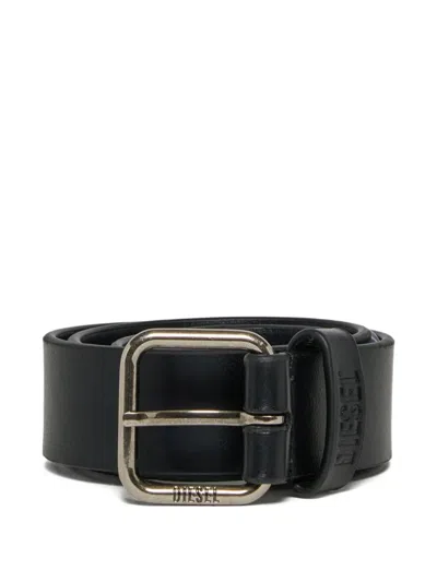 Diesel Kids' Embossed Logo Belt In Black