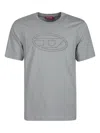 Diesel Embossed-logo Cotton T-shirt In Gray