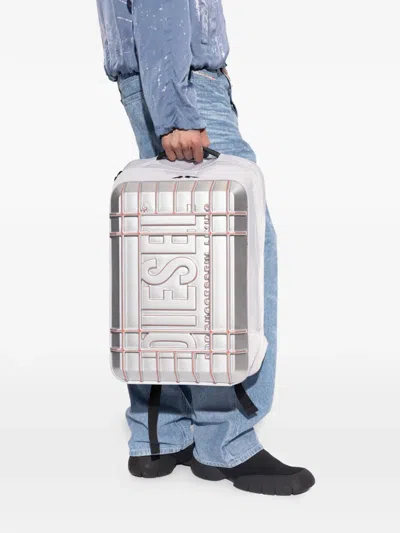Diesel Embossed Logo-plaque Backpack In Gray
