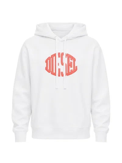 Diesel Embossed-logo Hoodie In White