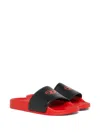 Diesel Embossed-logo Slides In Red
