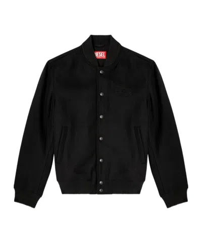 Diesel Bomber Jacket With Embroidered Logo In Black