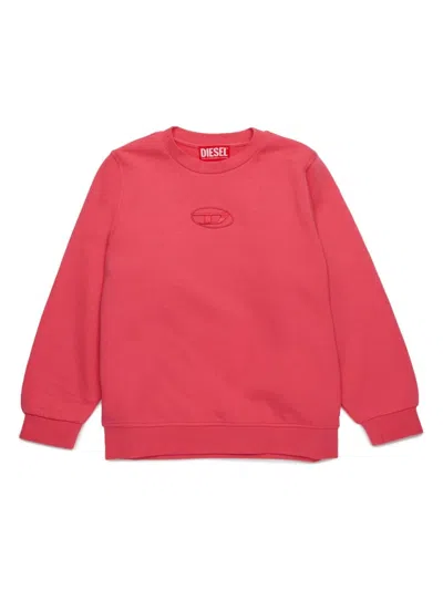 Diesel Kids' Embroidered-logo Cotton Sweatshirt In Pink