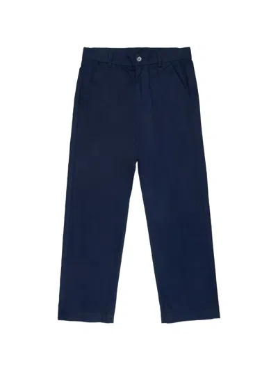 Diesel Kids' Embroidered Logo Formal Trousers In Blue