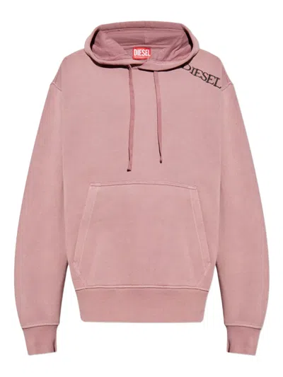 Diesel Embroidered-logo Hooded Sweatshirt In Pink