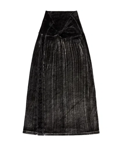 Diesel Embroidered Logo Skirt In Black