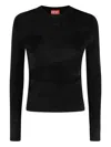 Diesel Black Knit Sweater With Central D Logo In Black