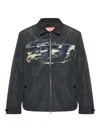 Diesel Modern Black Jacket With Intricate Graphic Detailing In Black