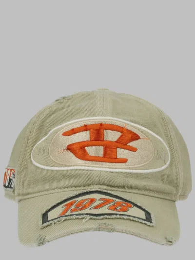 Diesel Embroidered Yarn Hat For Men In Green
