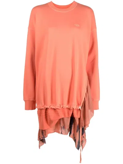 Diesel Embroidered-logo Sweat Dress In Orange
