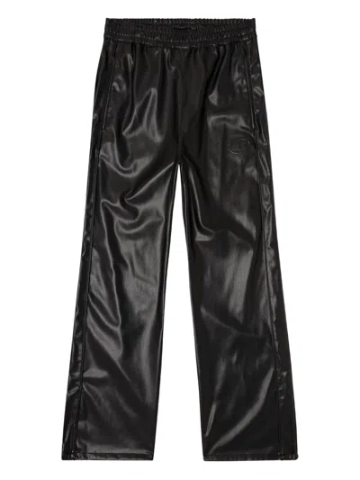 Diesel Embroidered-logo Trousers In Black