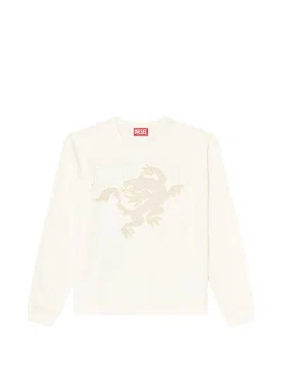 Diesel Embroidered-patch Graphic-print Sweater In Brown