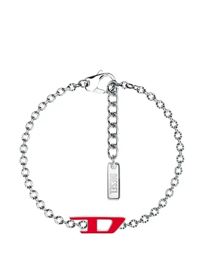 Diesel Enamel D Logo Chain Bracelets In Transparent