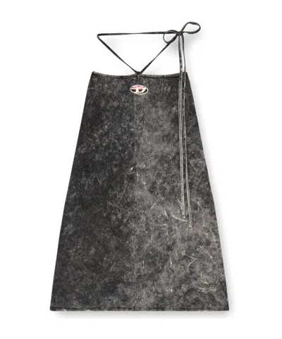 Diesel Encircling Lace-up Skirt In Black