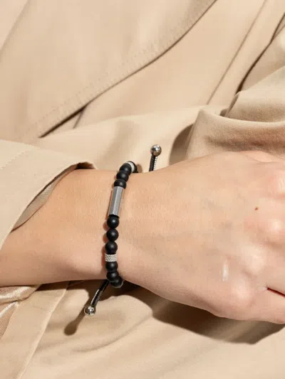 Diesel Engraved-logo Bracelet In Black