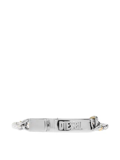 Diesel Engraved-logo Chain Bracelet In Silver