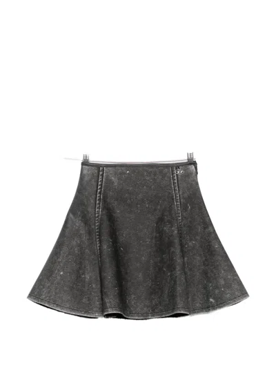 Diesel Erina Acid-wash Flared Mini Skirt In Gray