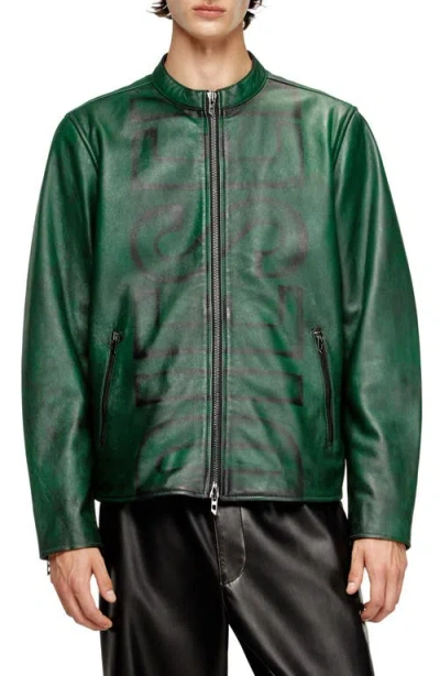 Diesel ® Evert Leather Jacket In Green