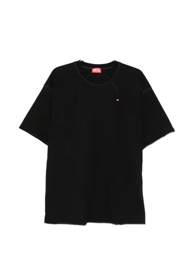 Diesel Exposed-seam T-shirt In Black