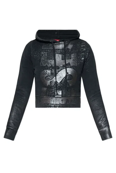 Diesel F-slimmy Logo-print Hoodie In Black