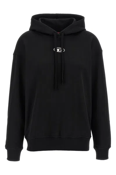 Diesel Logo-embroidered Hoodie In Black