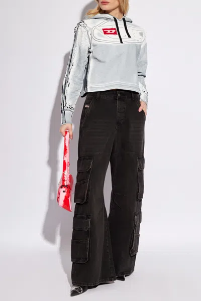 Diesel ‘f-carlye' Cropped Hoodie In Grey
