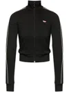 Diesel Cropped Black Jacket With High Collar In Black