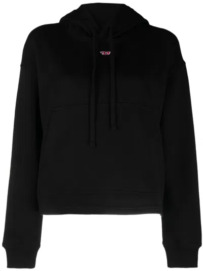 Diesel F-jaral-hood-d Logo-embroidered Hoodie In Black