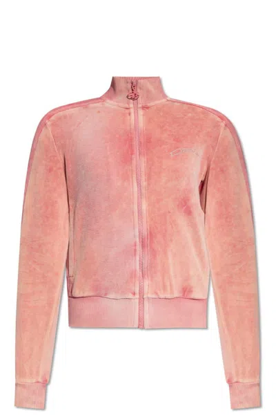 Diesel F-kinigli Zip-up Cropped Sweatshirt In Pink