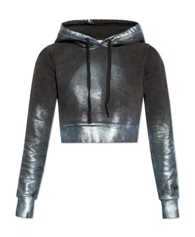 Diesel F-slimmy Cropped Hoodie In Grey