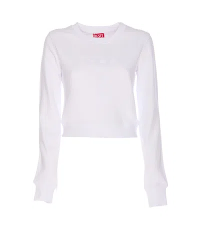 Diesel F-slimmy Cropped Sweatshirt In White