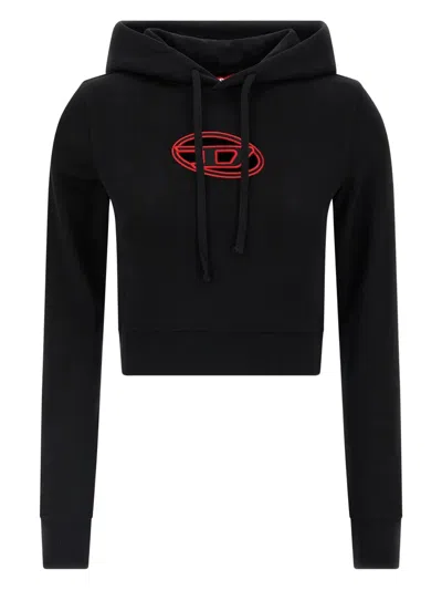 DIESEL DIESEL F SLIMMY EMBROIDERED CROP SWEATSHIRT
