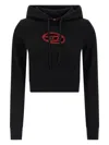 Diesel Women F-slimmy Embroidered Crop Sweatshirt In Black