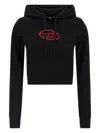 Diesel Women F-slimmy Embroidered Crop Sweatshirt In Black