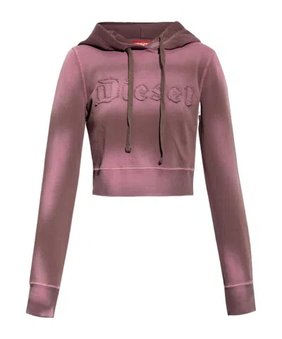 Diesel F-slimmy Embroidered Logo Hoodie In Purple