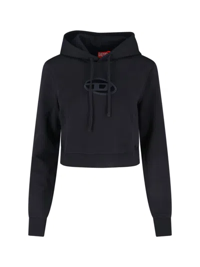 Diesel F-slimmy-hd Cropped Sweatshirt In Black