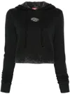 Diesel Crop F-slimmy-hood-p5 Cotton Sweatshirt In Black