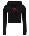 Diesel Women F-slimmy Embroidered Crop Sweatshirt In Black