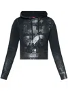 Diesel Cropped Fit F-slimmy-p6 Hoodie With Metallic Effect Print In Black  