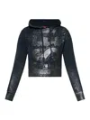 Diesel Cropped Fit F-slimmy-p6 Hoodie With Metallic Effect Print In Black