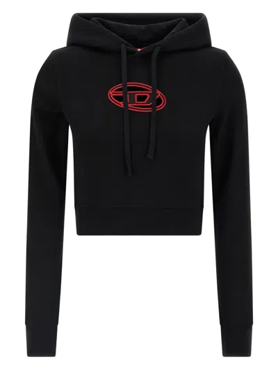 DIESEL F-SLIMMY LOGO-EMBROIDERED CROPPED HOODIE