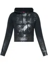 Diesel Cropped Fit F-slimmy-p6 Hoodie With Metallic Effect Print In Black
